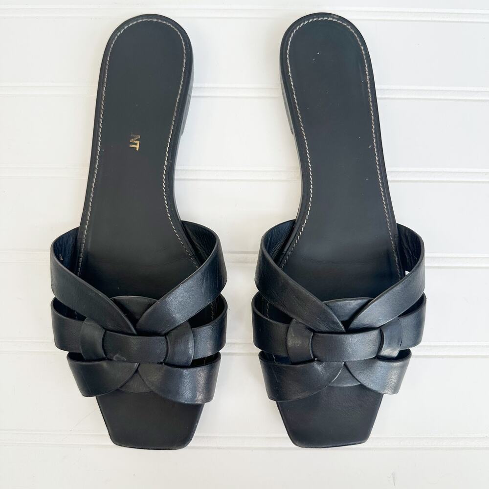 Saint Laurent Black Leather Sandals